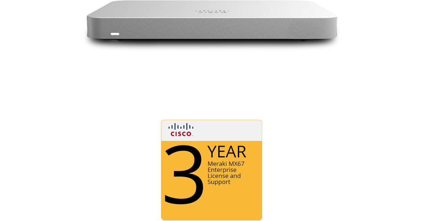Cisco Meraki MX67 Router/Security Appliance with 3-Year