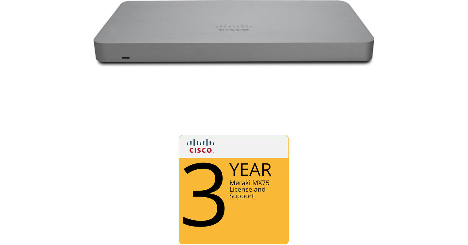 Cisco Meraki MX75 Router/Security Appliance with 3-Year Advanced