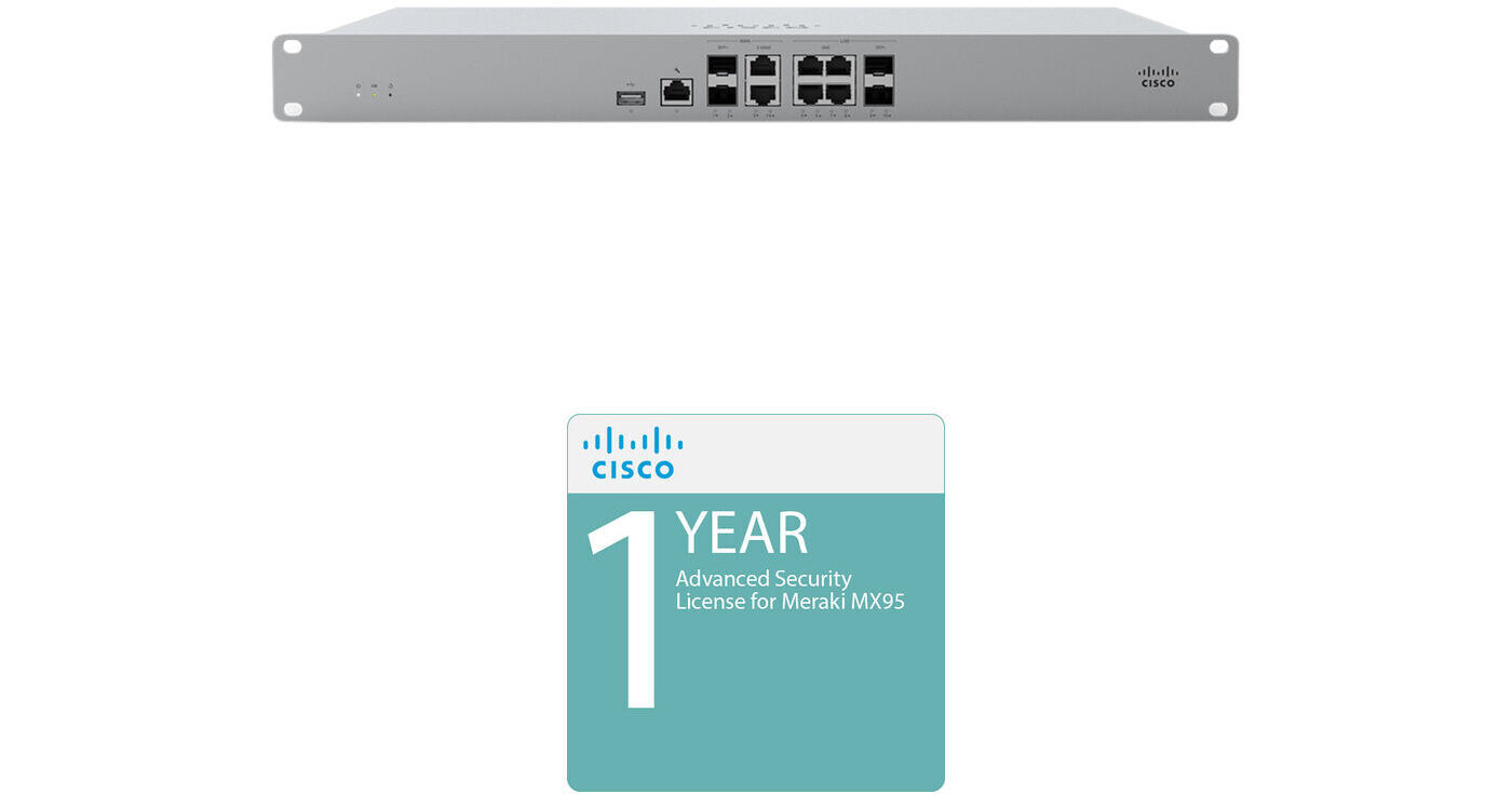 Cisco Meraki MX95 with 1-Year Advanced Security License B&H