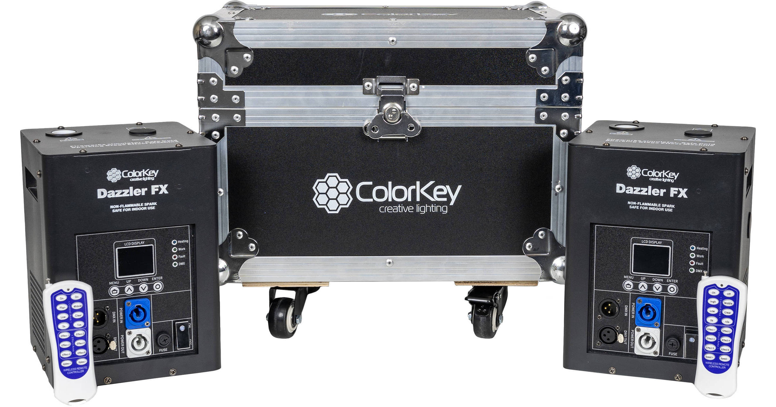 ColorKey Dazzler FX MK2 Cold Spark Machines with Road CKU-7712