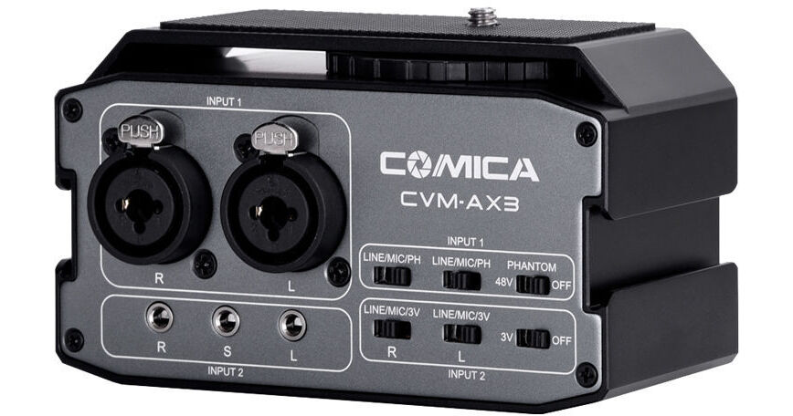 Comica CVM-AX3 XLR Audio-Interface mit Vorverstärker, Audio-Mixer mit Dual XLR/3.5mm/6.35mm