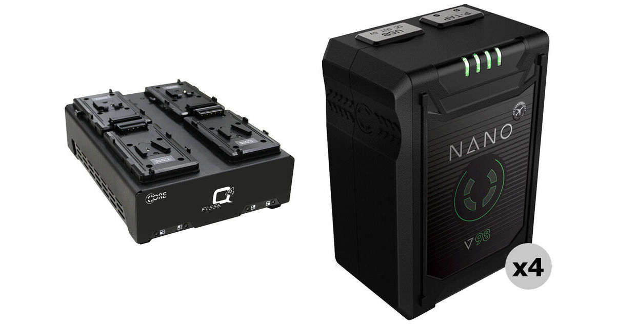 Core SWX NANO Micro 98Wh 4-Battery Kit with Fleet Q Quad Charger