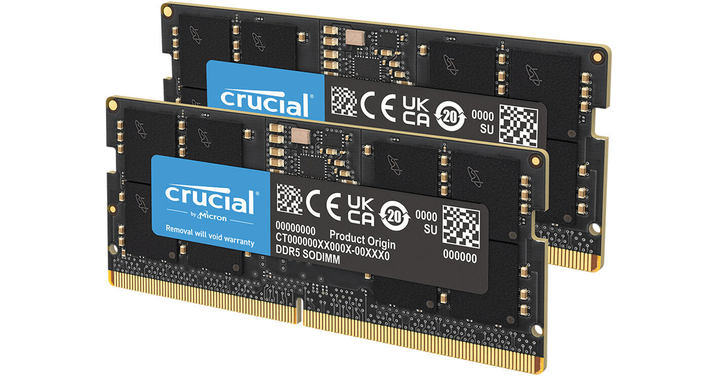 Used Crucial 32GB Laptop DDR5 5600 MHz SO-DIMM CT2K16G56C46S5