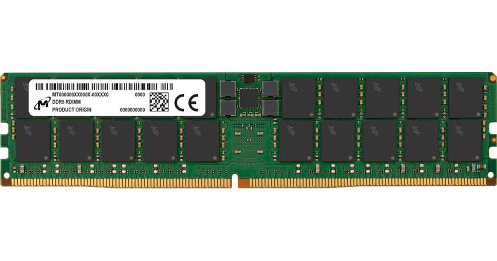 Micron 64GB Micron DDR5 4800 MHz RDIMM Memory MTC40F2046S1RC48BR