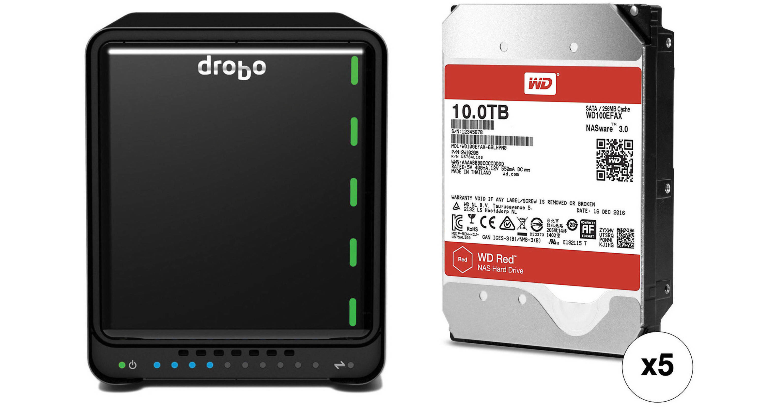 Drobo 5D 50TB Professional Storage Array Kit with WD NAS Drives
