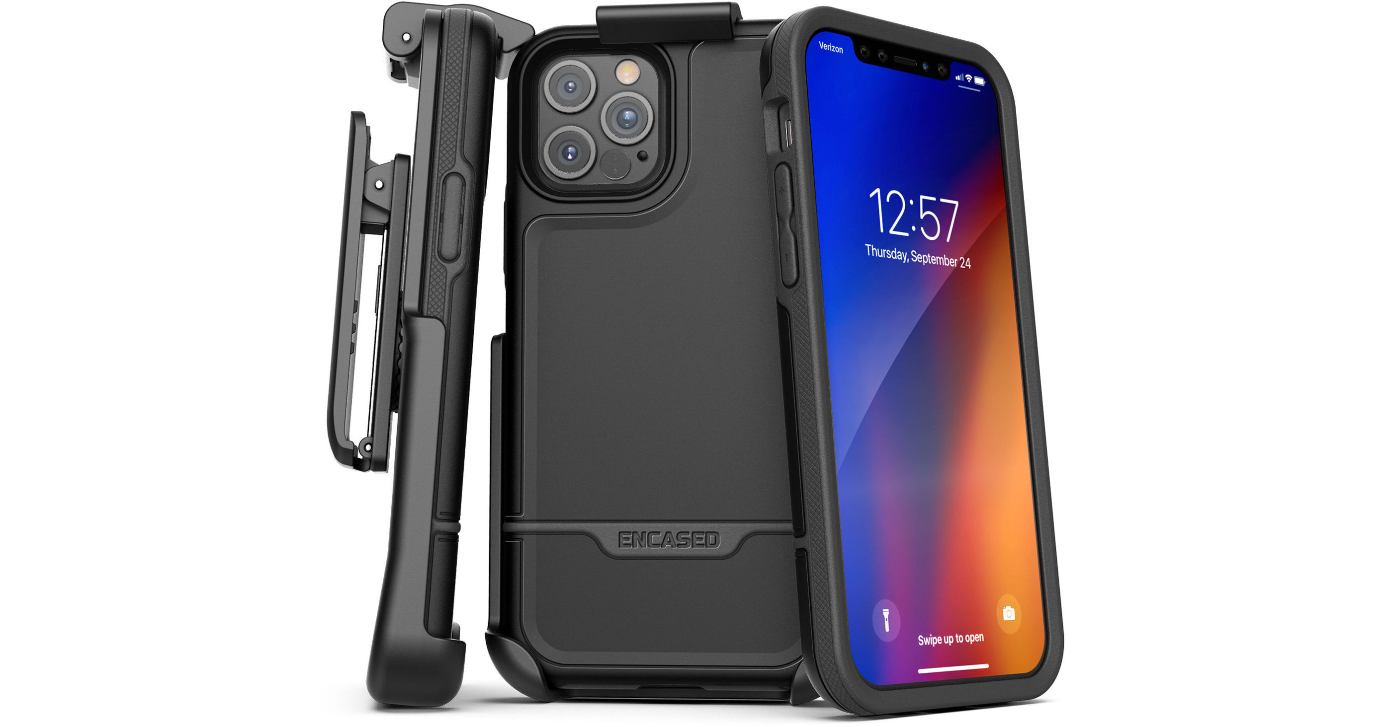 Encased Rebel Case with Holster for Apple iPhone 12 RB929BK-HL Encased Rebel Case with Holster for Apple iPhone 12 RB929BK-HL