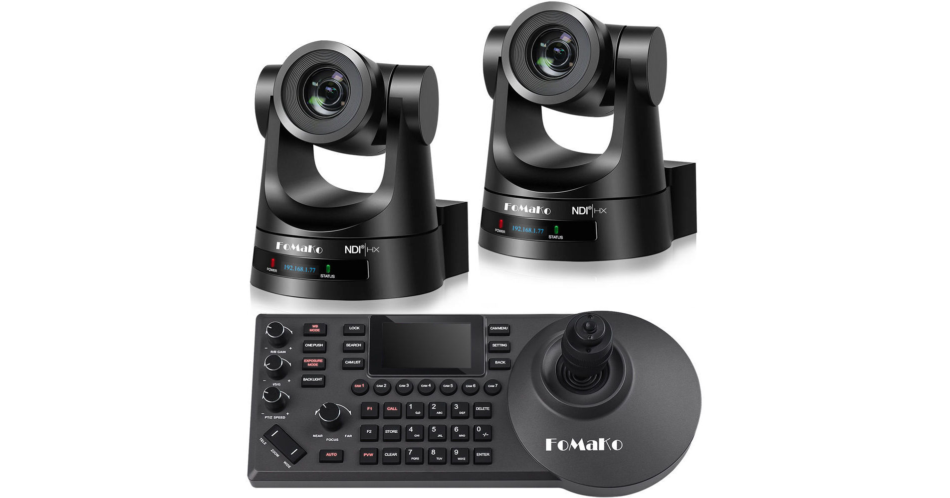 FoMaKo BN202 NDI HX3 PTZ 2-Camera Bundle with 20x Zoom + BN202
