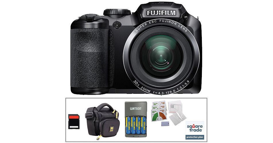 FUJIFILM FinePix S8400W Digital Camera Deluxe Kit (Black) B&H