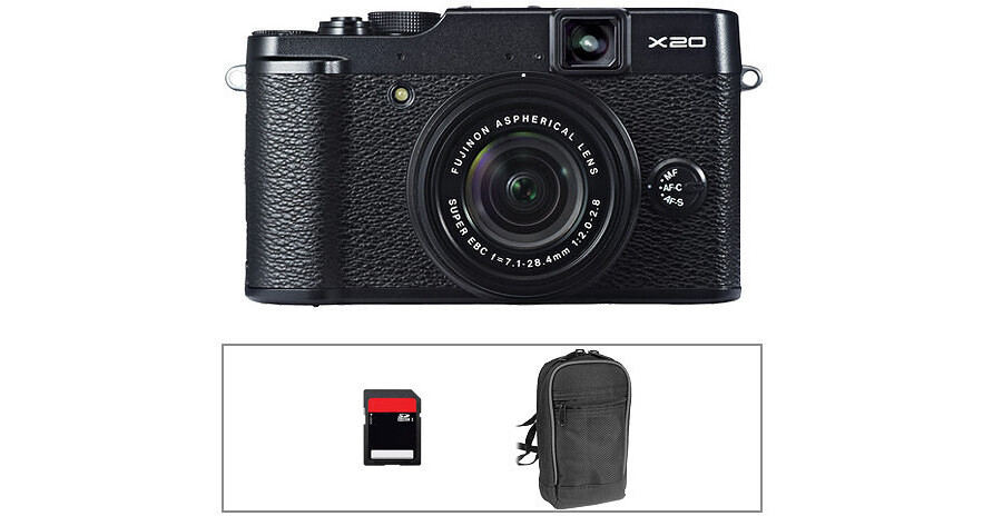 FUJIFILM X20 Digital Camera Basic Kit (Black) B&H Photo Video