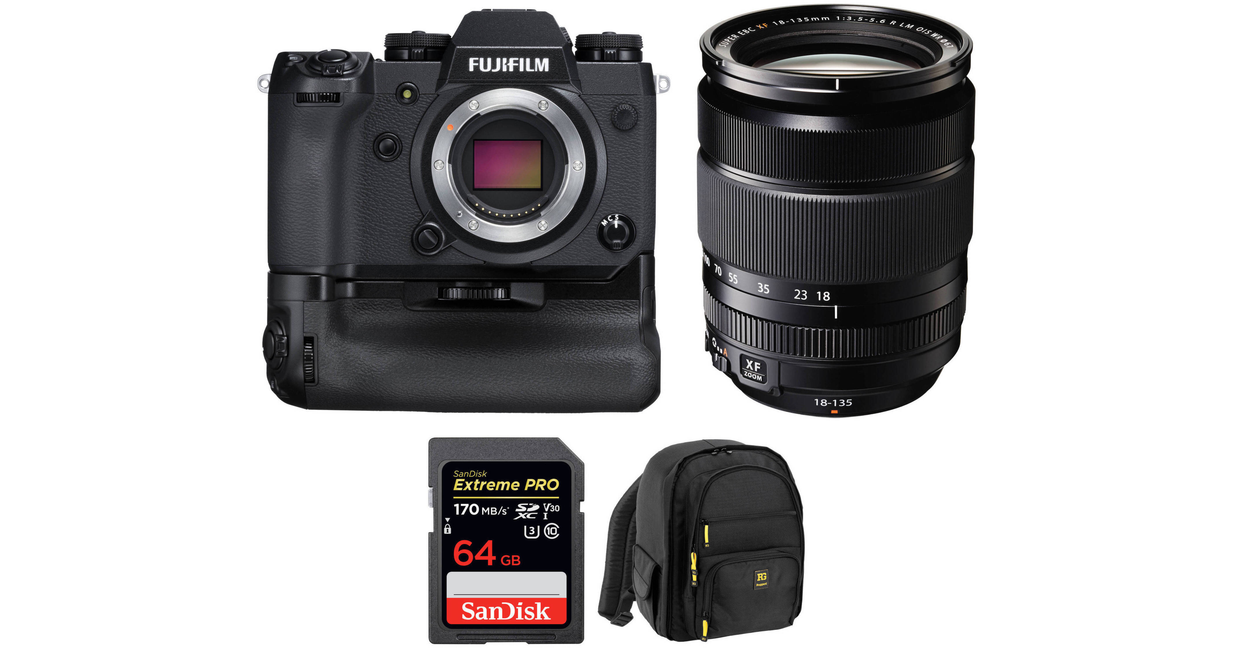 FUJIFILM X-H1 Mirrorless Digital Camera Body with 18-135mm Lens,