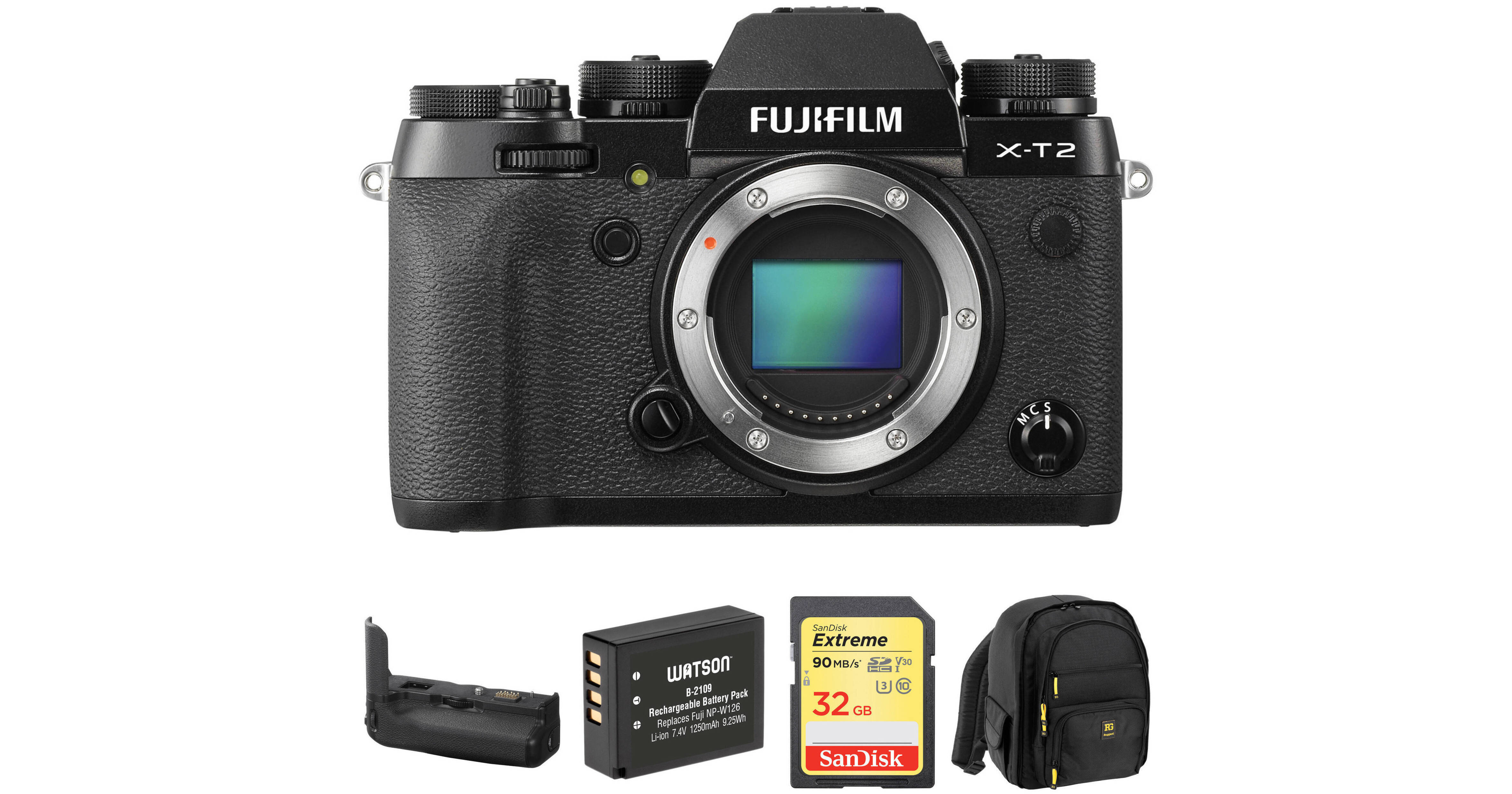 FUJIFILM X-T2 Mirrorless Digital Camera with Battery Grip and
