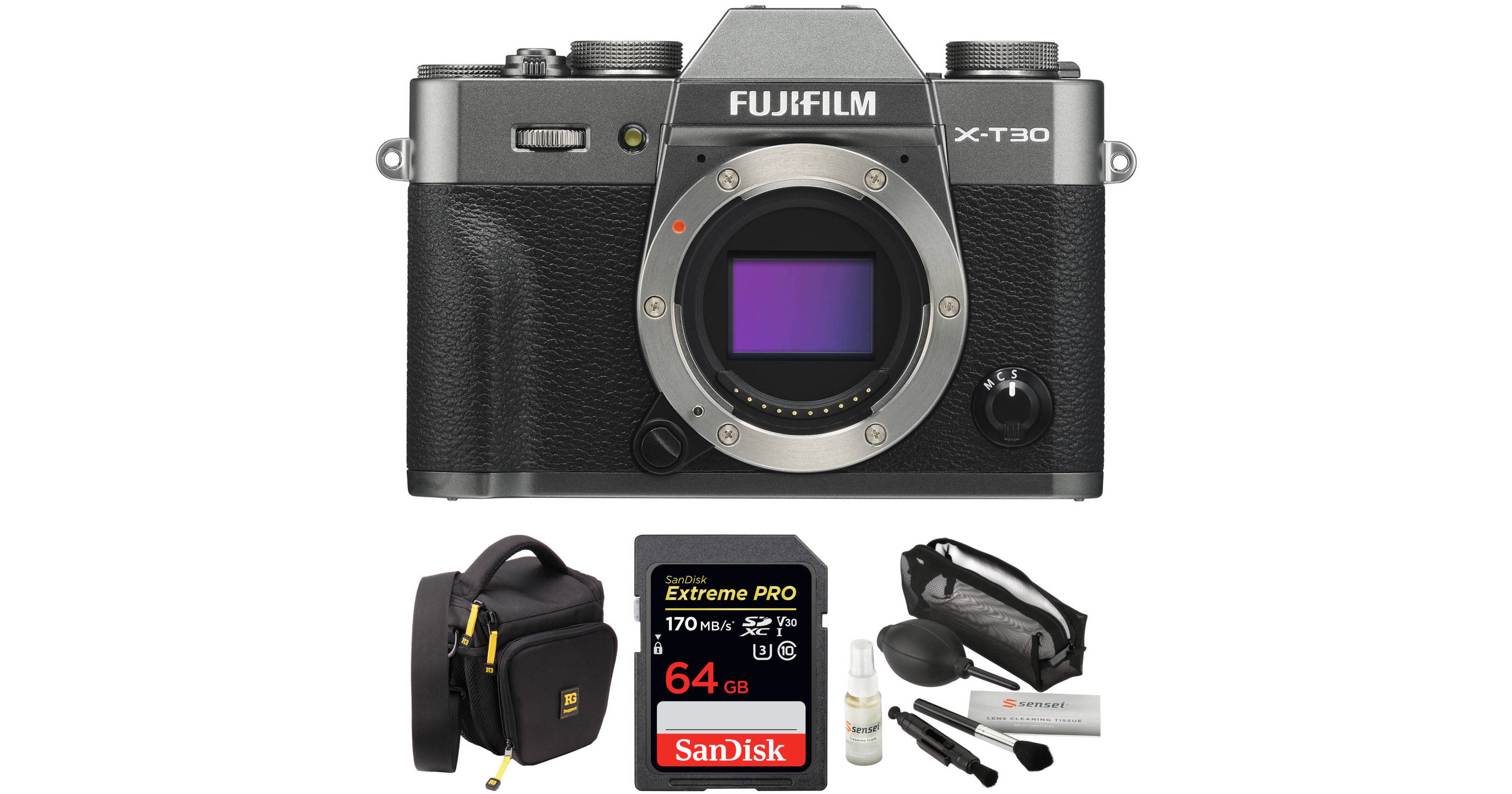 FUJIFILM X-T30 Mirrorless Camera with Accessories Kit (Charcoal