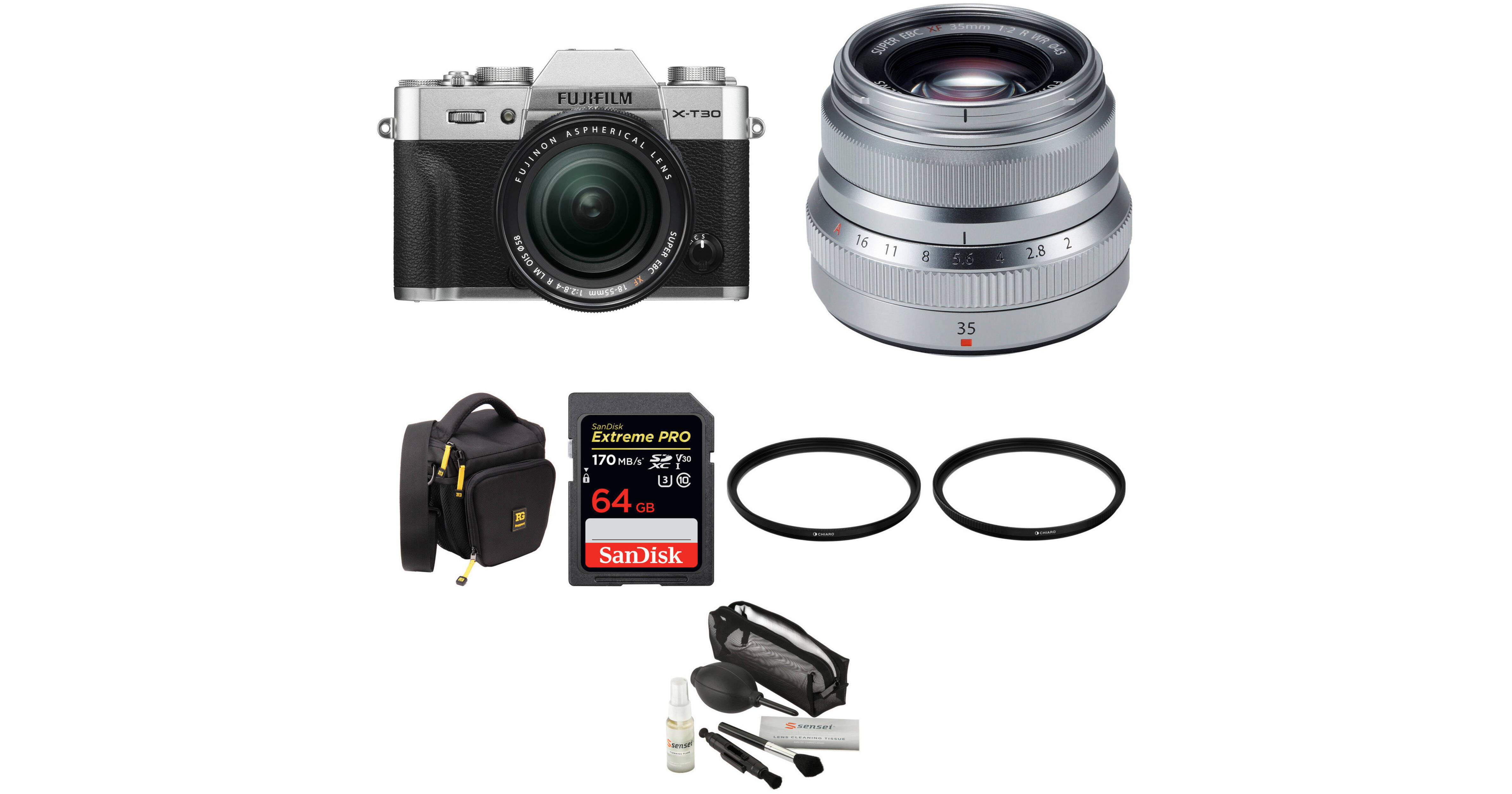 FUJIFILM X-T30 Mirrorless Camera with 18-55mm and 35mm f/2 FUJIFILM X-T30 Mirrorless Camera with 18-55mm and 35mm f/2