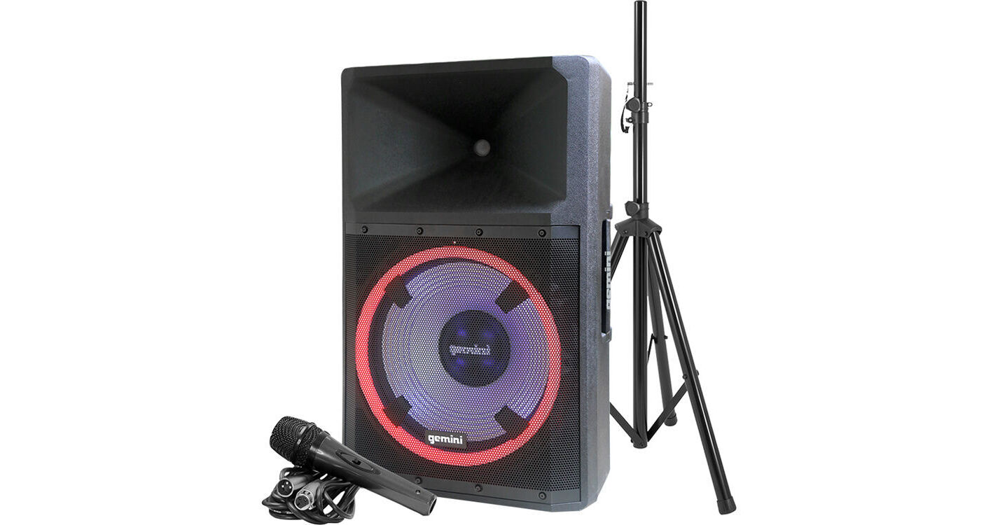 Gemini GSP-2200 Pro DJ Audio 2200 Watt Portable Bluetooth PA System Media Party Speakers With XLR, USB, Coaxial Inputs