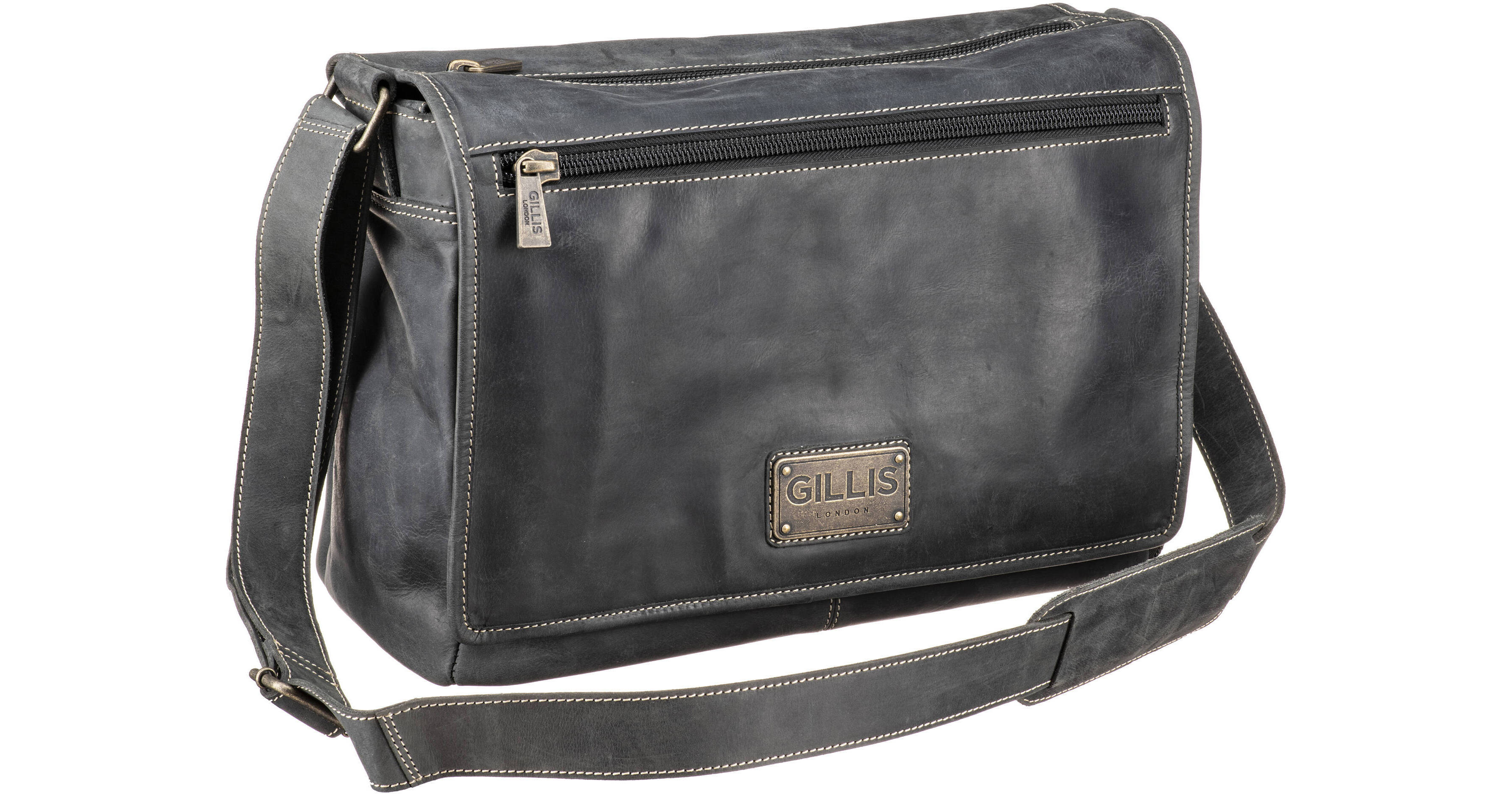GILLIS LONDON Trafalgar Messenger Leather Camera Bag 7749-B B&H
