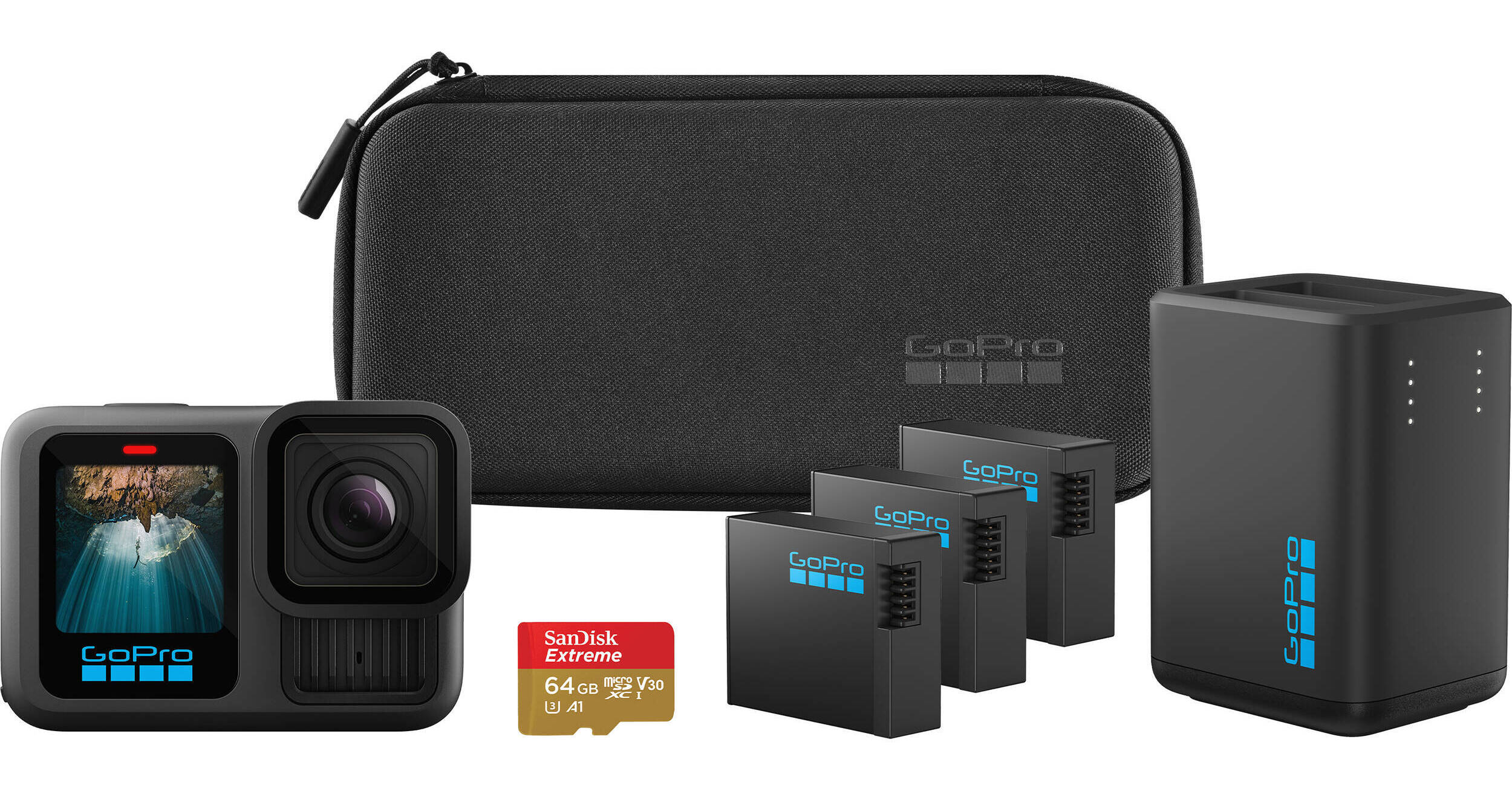 Kit 3 Batterie Enduro Per Hero 13 Black – 2400 MAh Ciascuna + Caricabatterie USB-C A 3 Canali