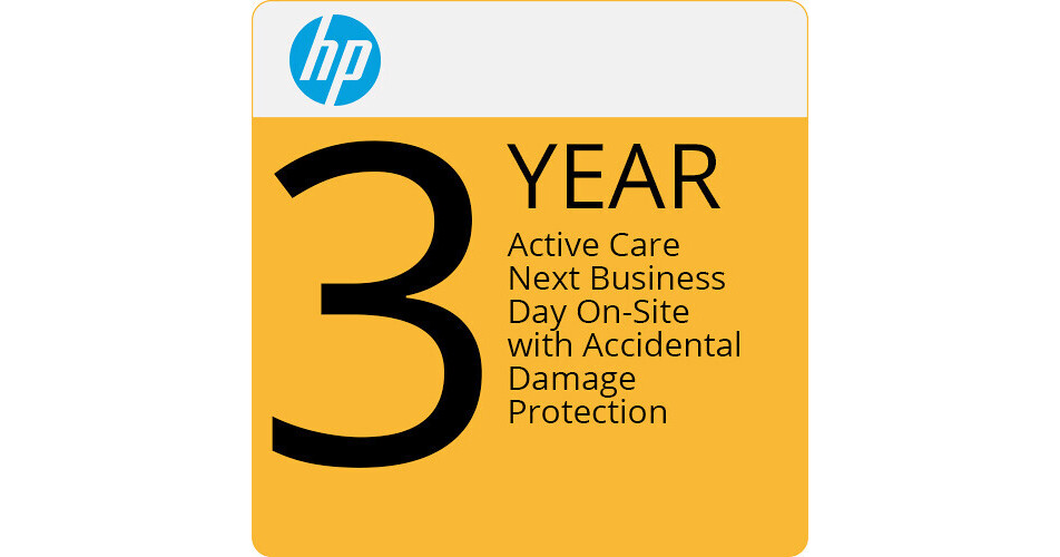 Soporte de hardware para notebook HP Active Care de 3 años con respuesta al siguiente día hábil en el sitio ADP Protección contra daños accidentales 3 3 3 GPU dedicada U22N9E — Sop