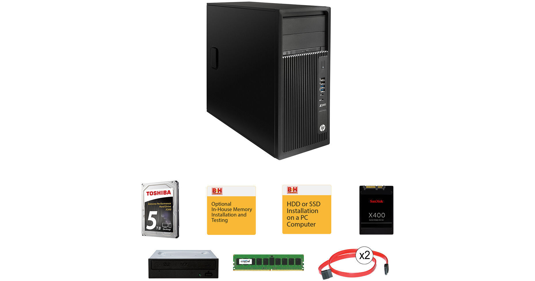 HP Z240 Series Tower Turnkey Workstation with 16GB RAM, 1TB SSD,