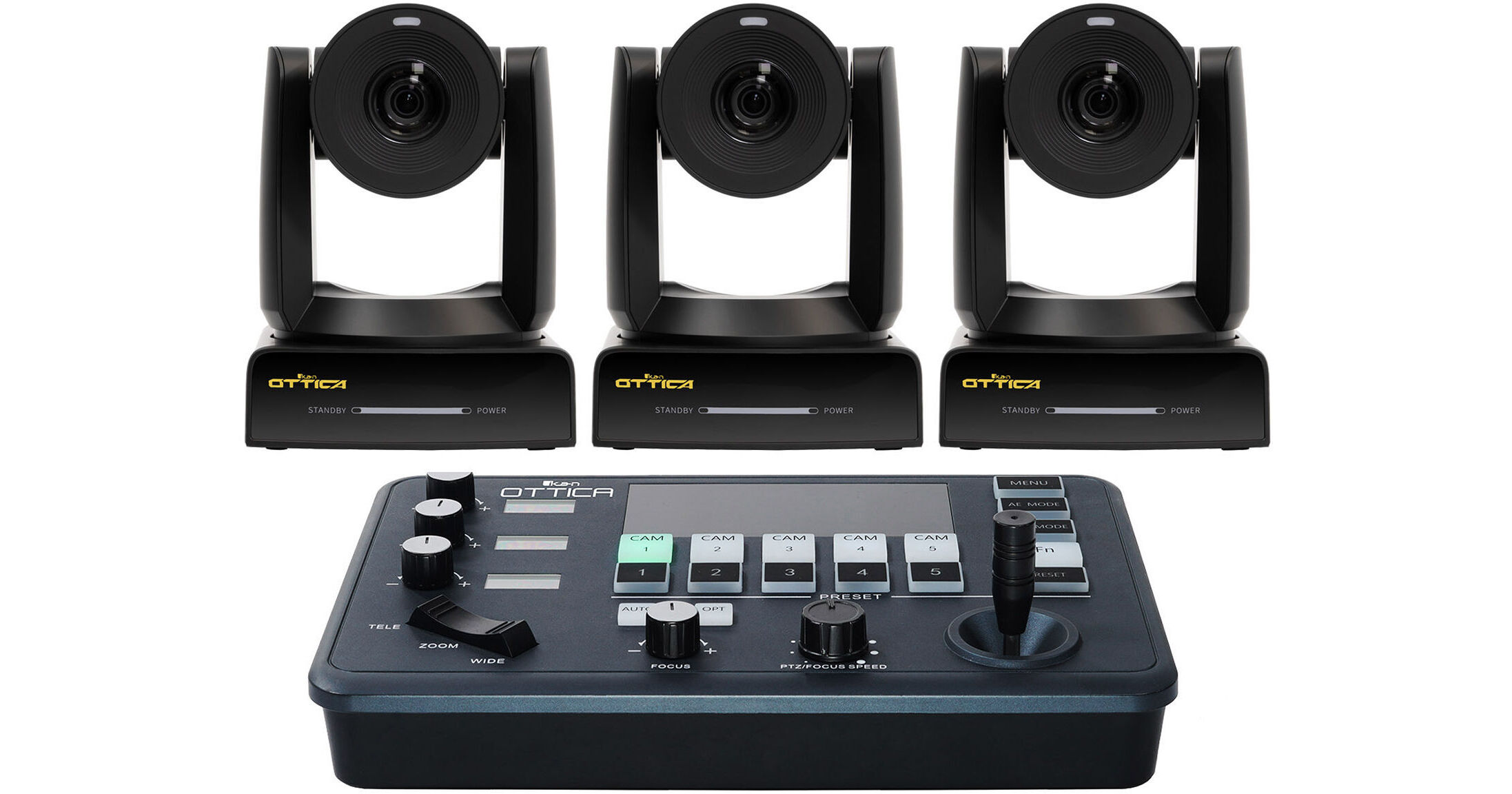 ikan OTTICA 3 x NDI HX3 4K 30x PTZ Cameras and OTTICA-4K3-3PTZ