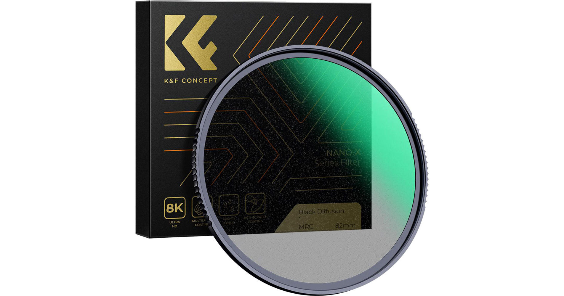 K&F Concept Nano-X 82mm Zwart-Nevelfilter 1/8, 1/8 Zwart Diffuus Optisch Glasfilter Met 28 Lagen Nanocoating Voor Portretten En Video