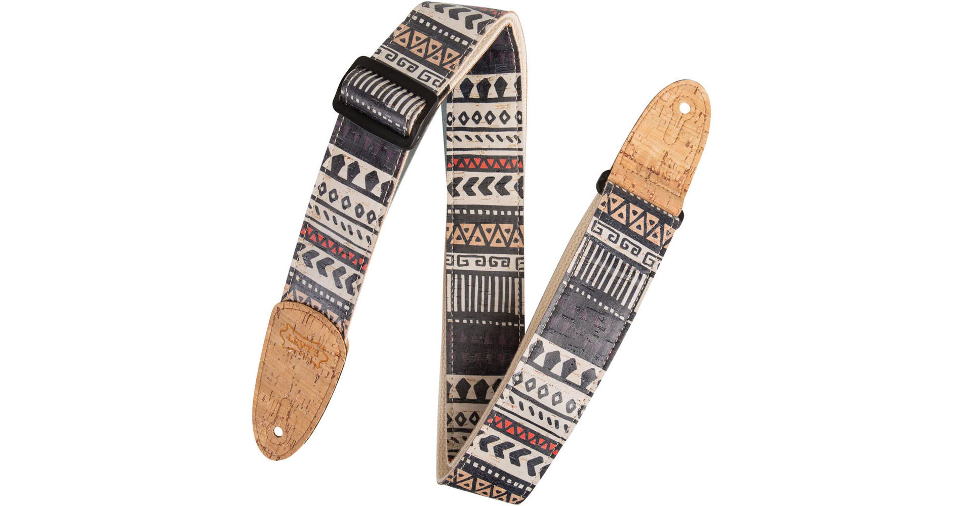 Levy's MX8-001 Gitarrengurt Aus Naturkork - Schwarz Mit Baumwollgewebe, Verstellbar 35-60 Zoll - Handgefertigt In Kanada