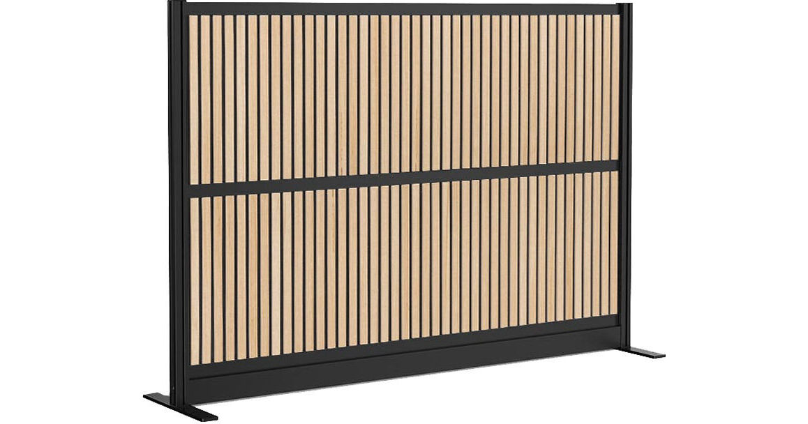 Modular Wall Rectangles Luxor Grove Modular Wall with Wood Slats and Black MW-7048-WB