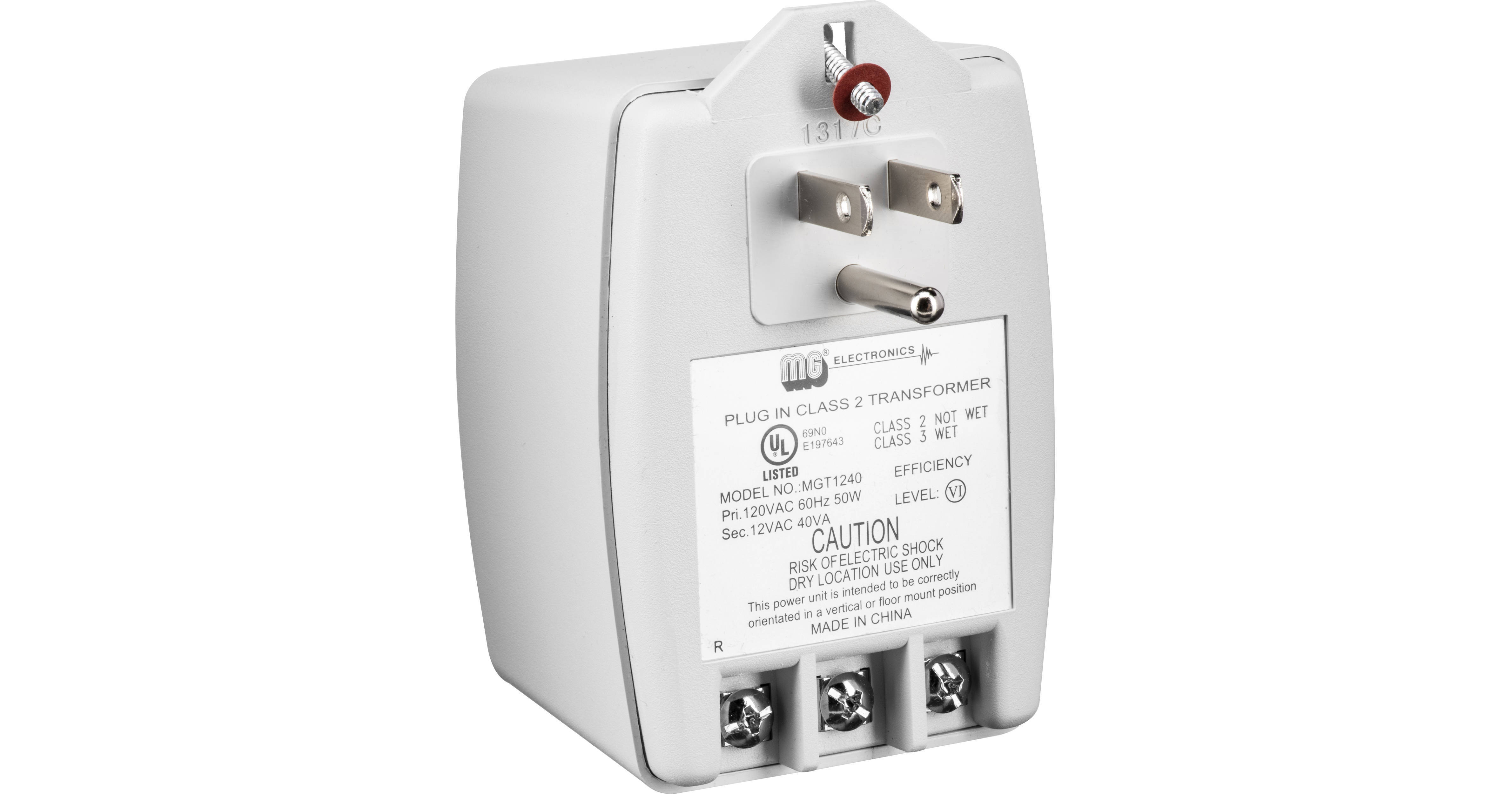 MG Electronics 12 VAC 40VA Class II Power Supply MGT-1240 B&H