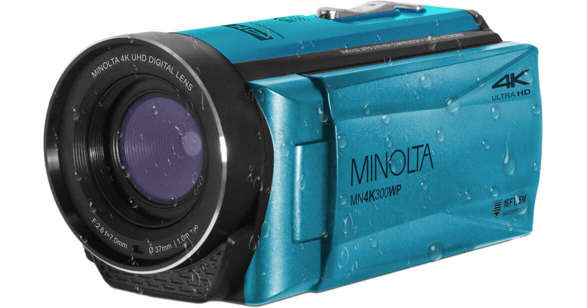 Minolta MN4K300WP UHD 4K Waterproof Camera (Blue) MN4K300WP-BL