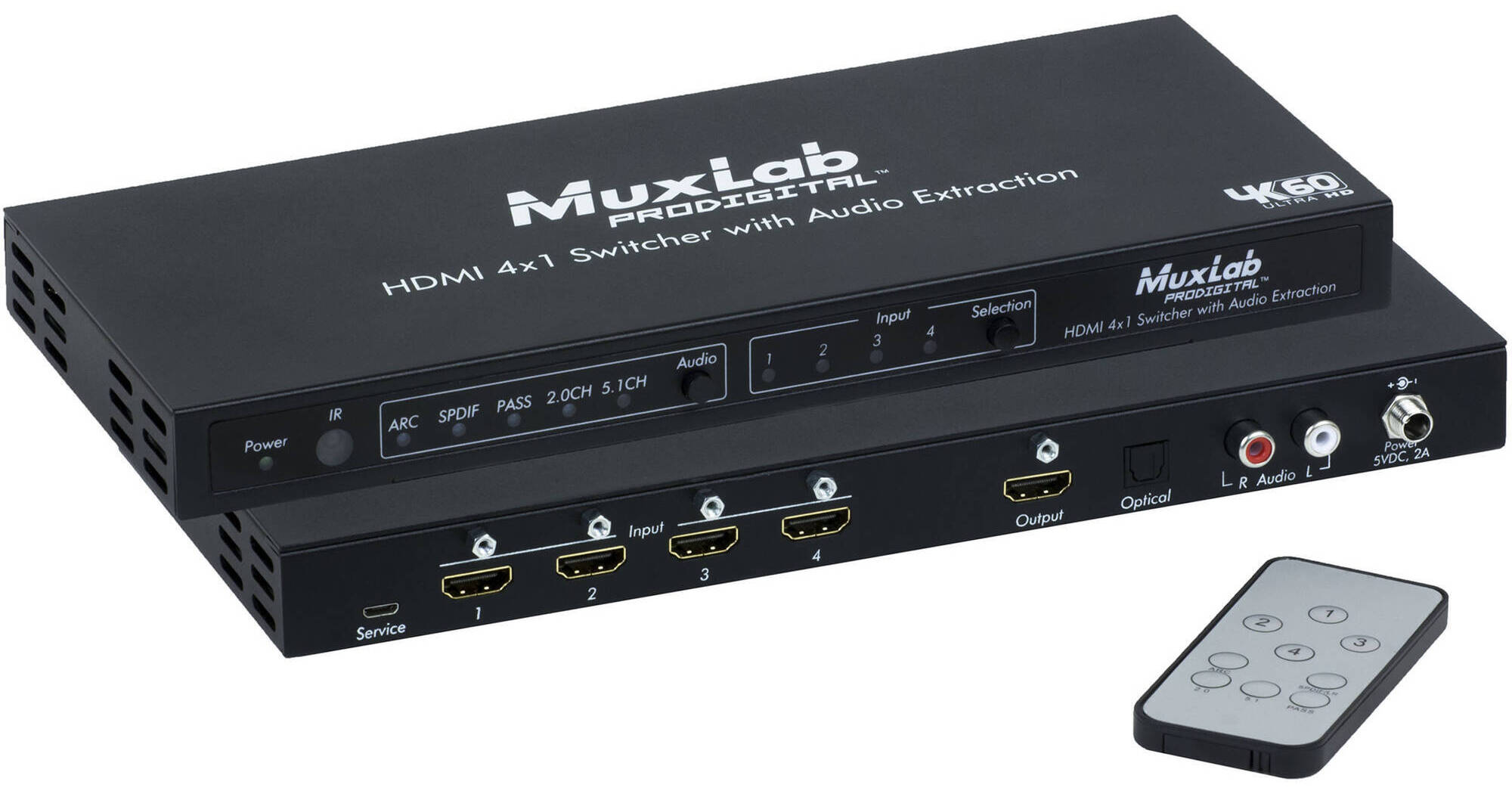 MuxLab 4x1 4K/60 HDMI Switcher with Audio Extraction 500437 B&H