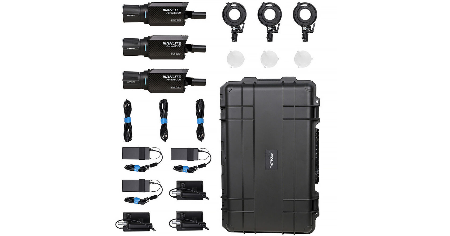 Nanlite LEDライトセット RGB NANLITE Forza Adapter Bowens Grip Battery Kit Spotlight LED RGBLAC 60C 蛍光灯・電球
