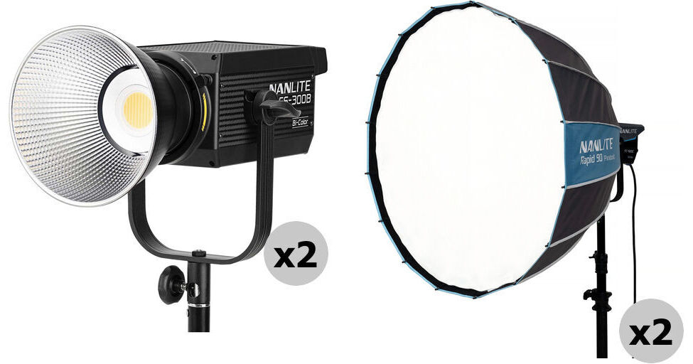 Nanlite FS-300B Bi-Color LED Monolight (Softbox 2-Light Kit)