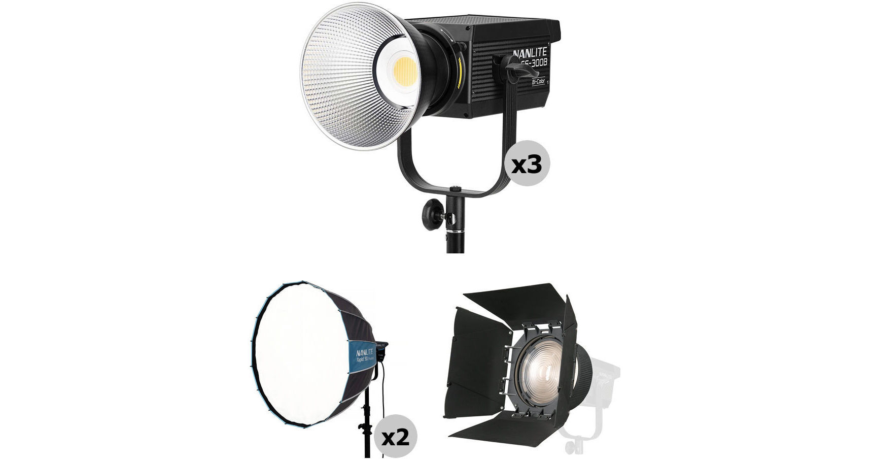 Nanlite FS-300B Bi-Color LED Monolight (Softbox & Fresnel Lens