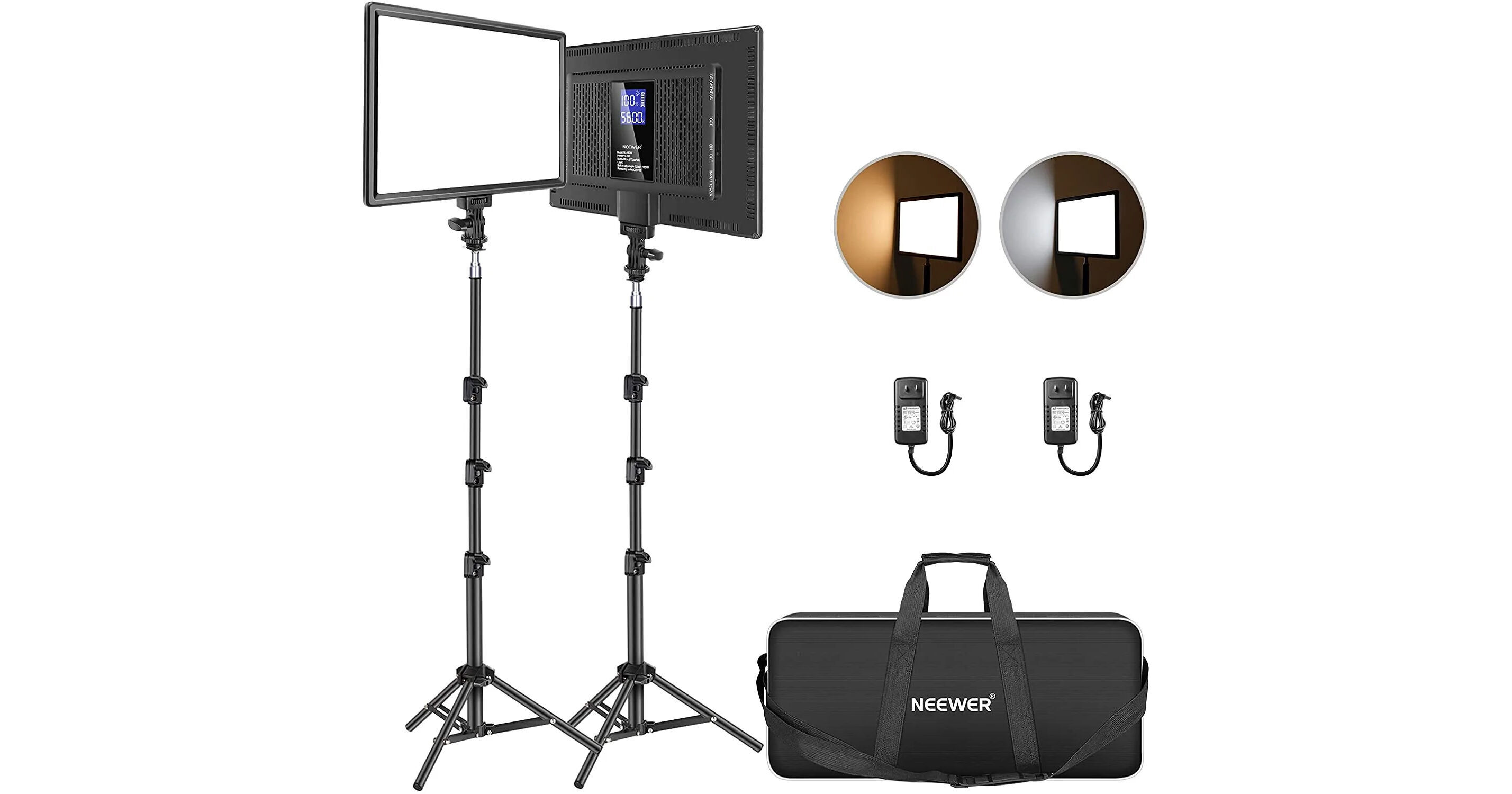Neewer NL-192AI LED Video Panel 2-Light Kit with Stands 66600142