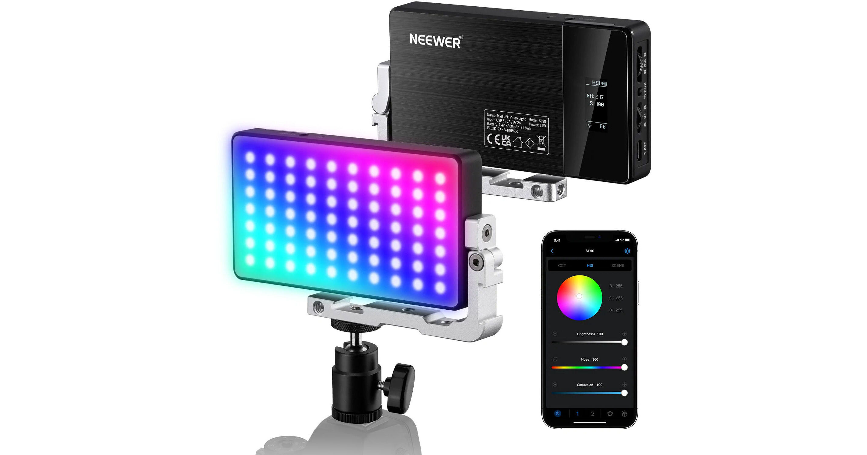 Neewer SL90 RGB LED Light 66600927 B&H Photo Video
