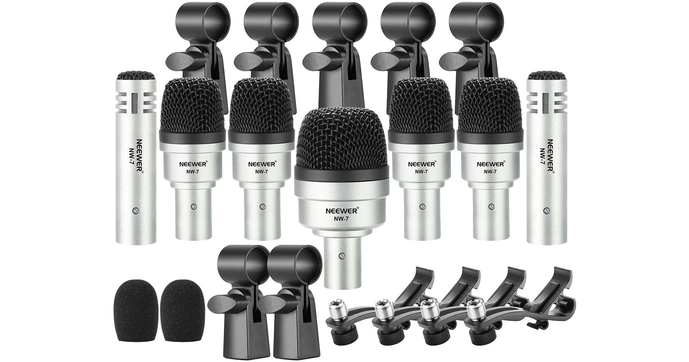 Neewer 7 点　ドラム用マイクキット　アルミ製ケース付(NW-7) Neewer NW-7 Musical Instrument Wired Microphone Kit 66601043 B&H