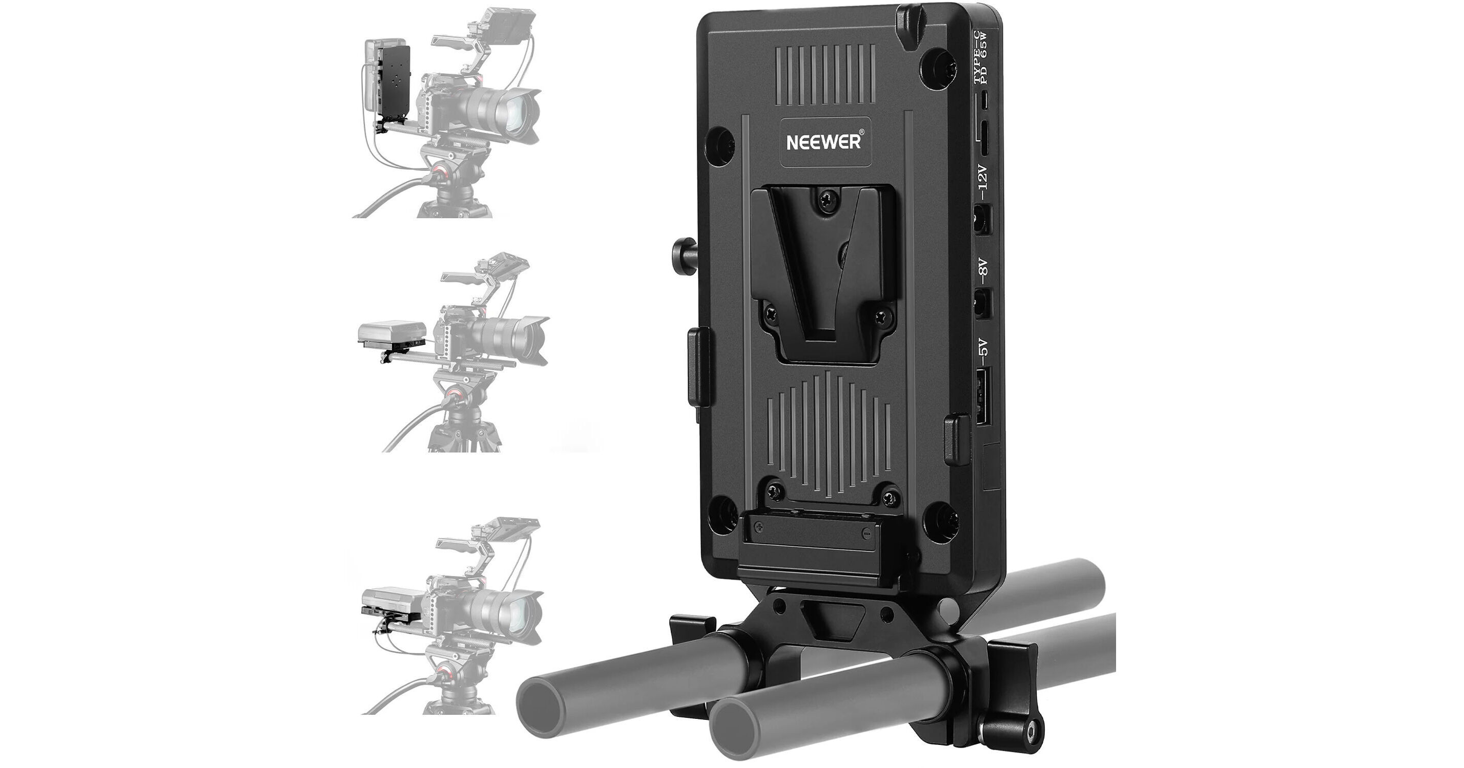 NEEWER Plaque De Montage Multi-Usages Pour Trépied - Adaptateur Accessoires Caméra Avec Sabot Froid, 1/4" & 3/8", Idéal Vlogging & Photo