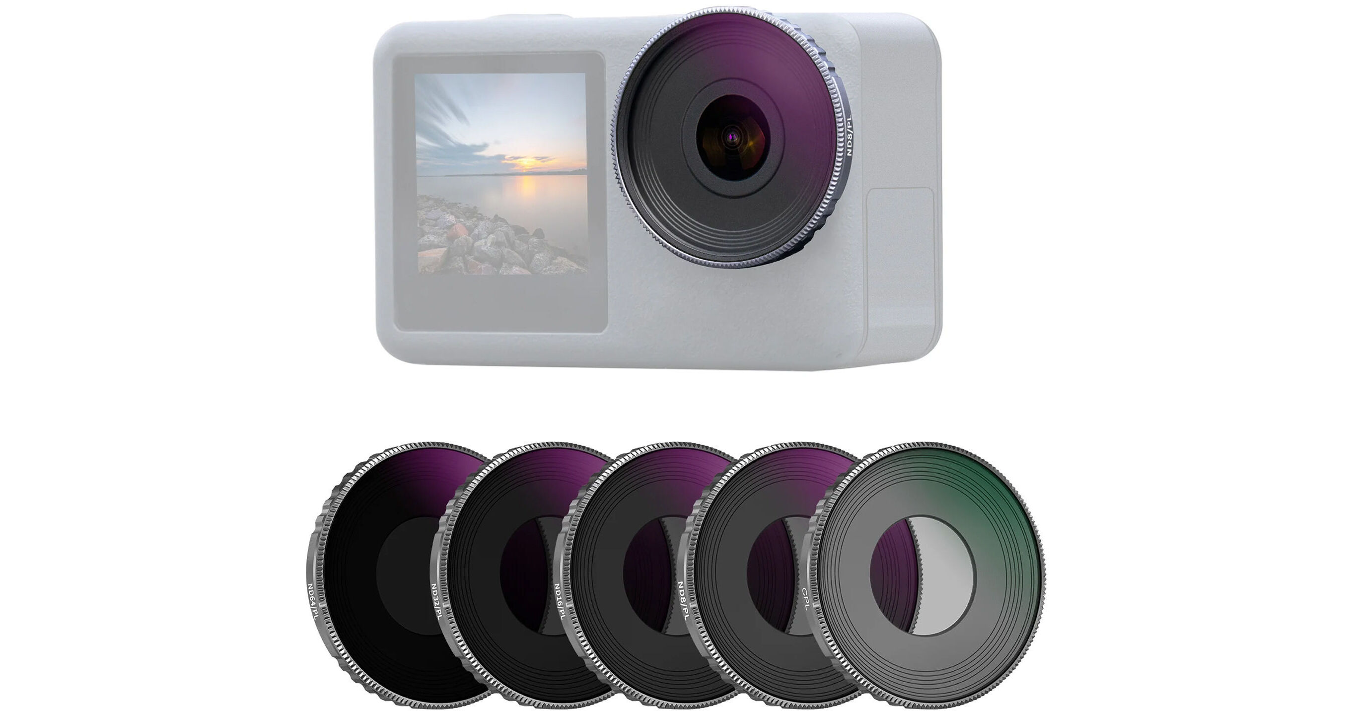 Filtre ND Variable Pour DJI Osmo Action 5 Pro & Action 4 - ND64-256 (6-8 Stops) - Verre Optique Multicouche, Vissable