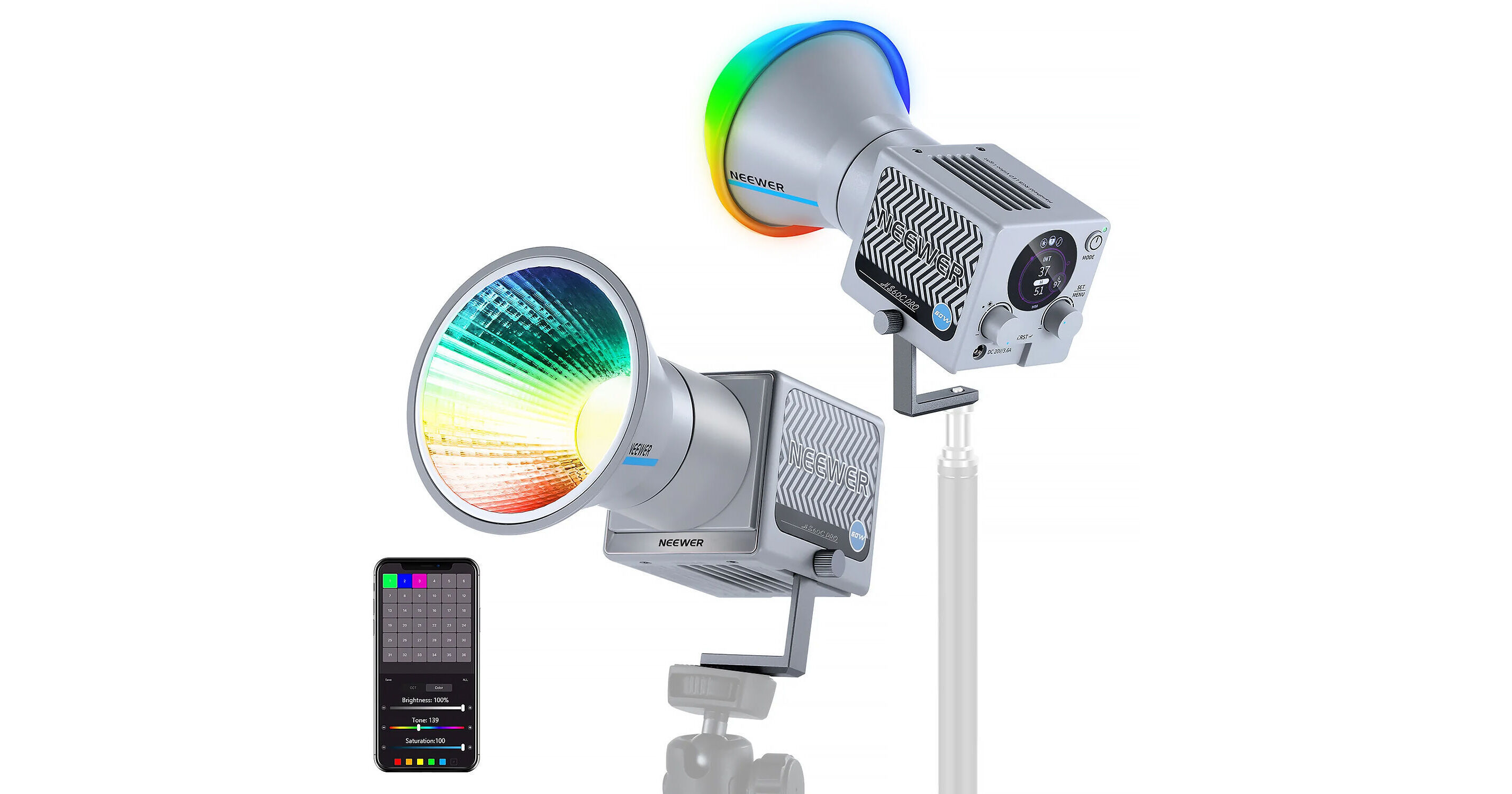 Neewer HS60C Pro RGB LED Monolight 66607068 B&H Photo Video