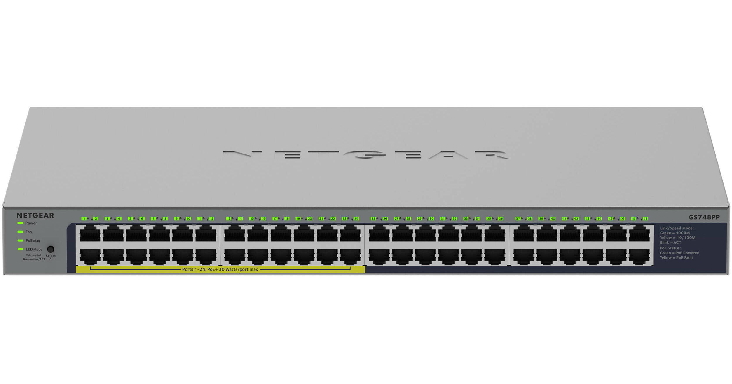 NETGEAR GS748PP 48-Port Gigabit PoE+ Compliant GS748PP-100NAS