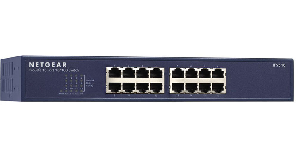 NETGEAR JFS516 16-Port ProSafe 10/100 Mbps Fast JFS516-200NAS