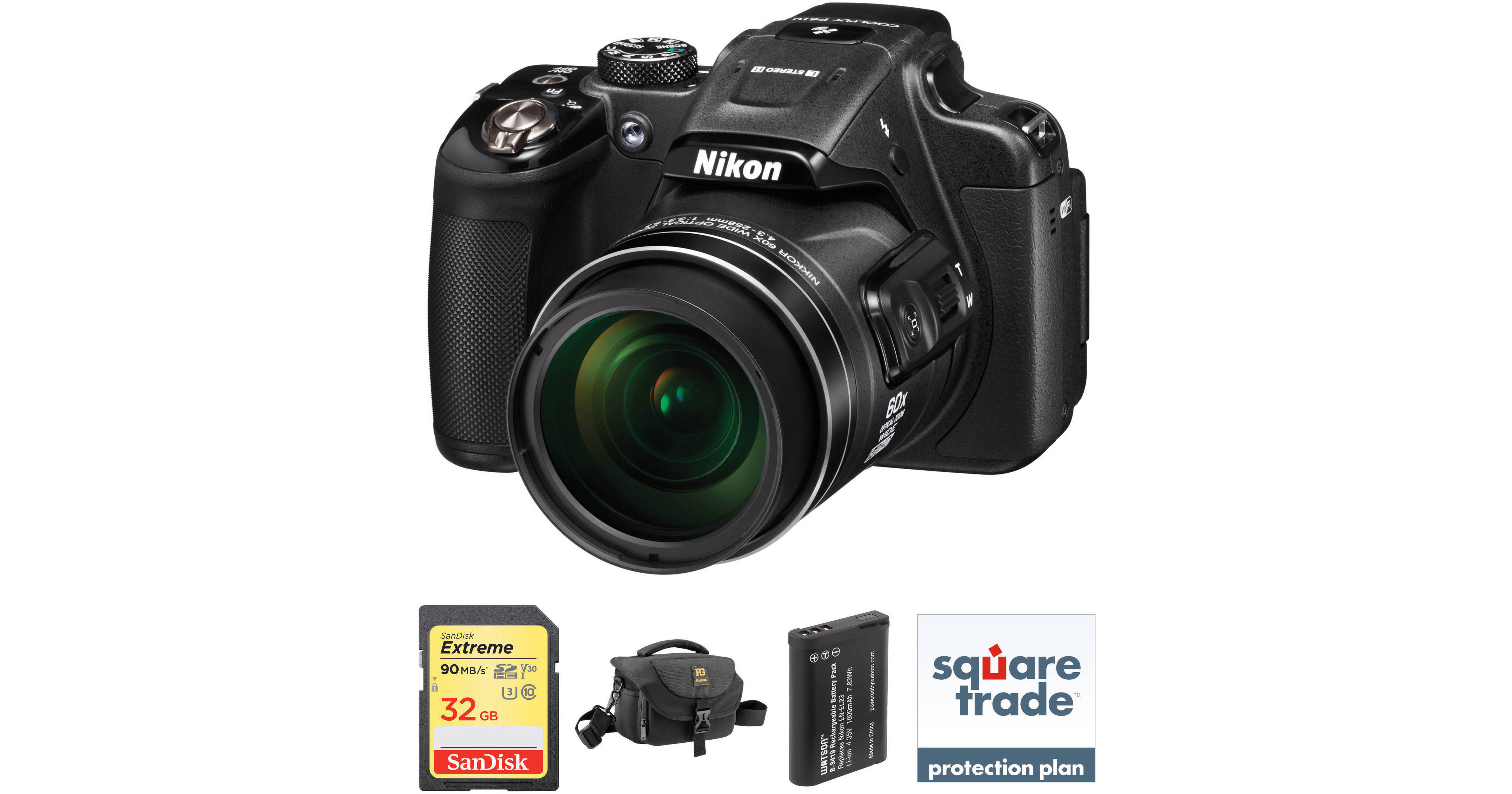 Nikon COOLPIX P610 Digital Camera Deluxe Kit (Black,