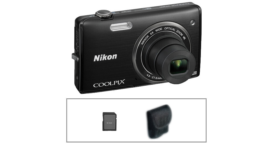 Nikon COOLPIX S5200 Digital Camera Basic Kit (Black) B&H Photo