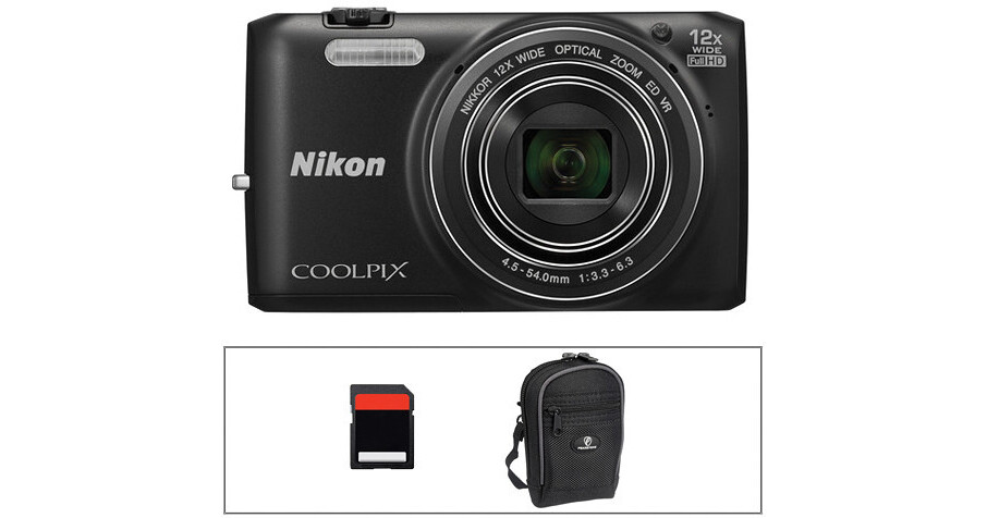Nikon COOLPIX S6800 Digital Camera Basic Kit (Black) B&H Photo