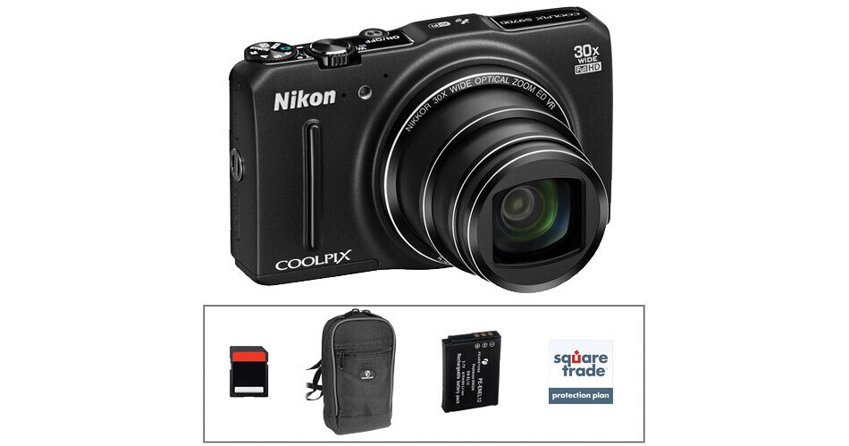 Nikon COOLPIX S9700 Digital Camera Deluxe Kit (Black) B&H Photo