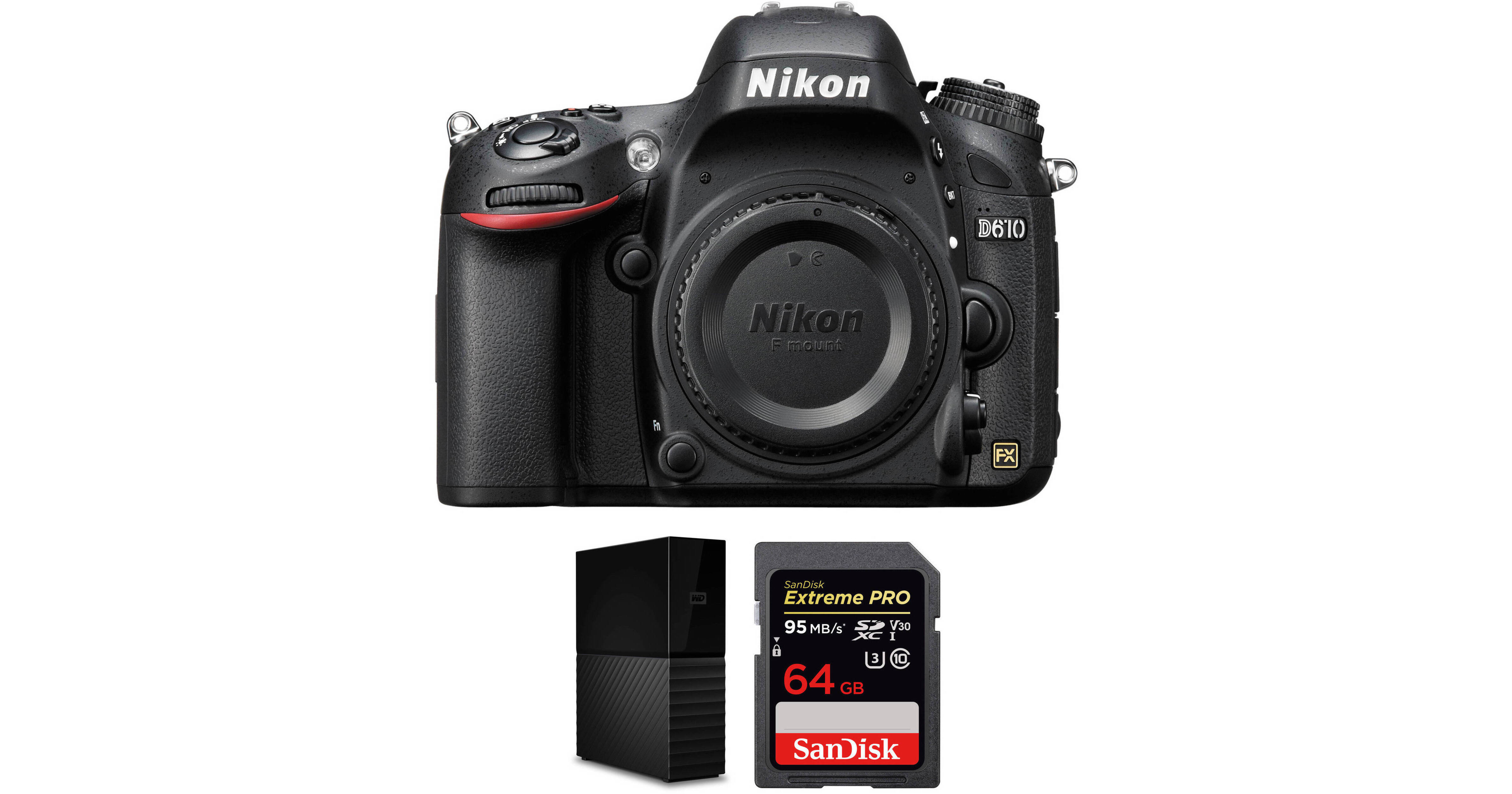 Nikon D610 DSLR Camera Body with External Hard Drive Kit B&H