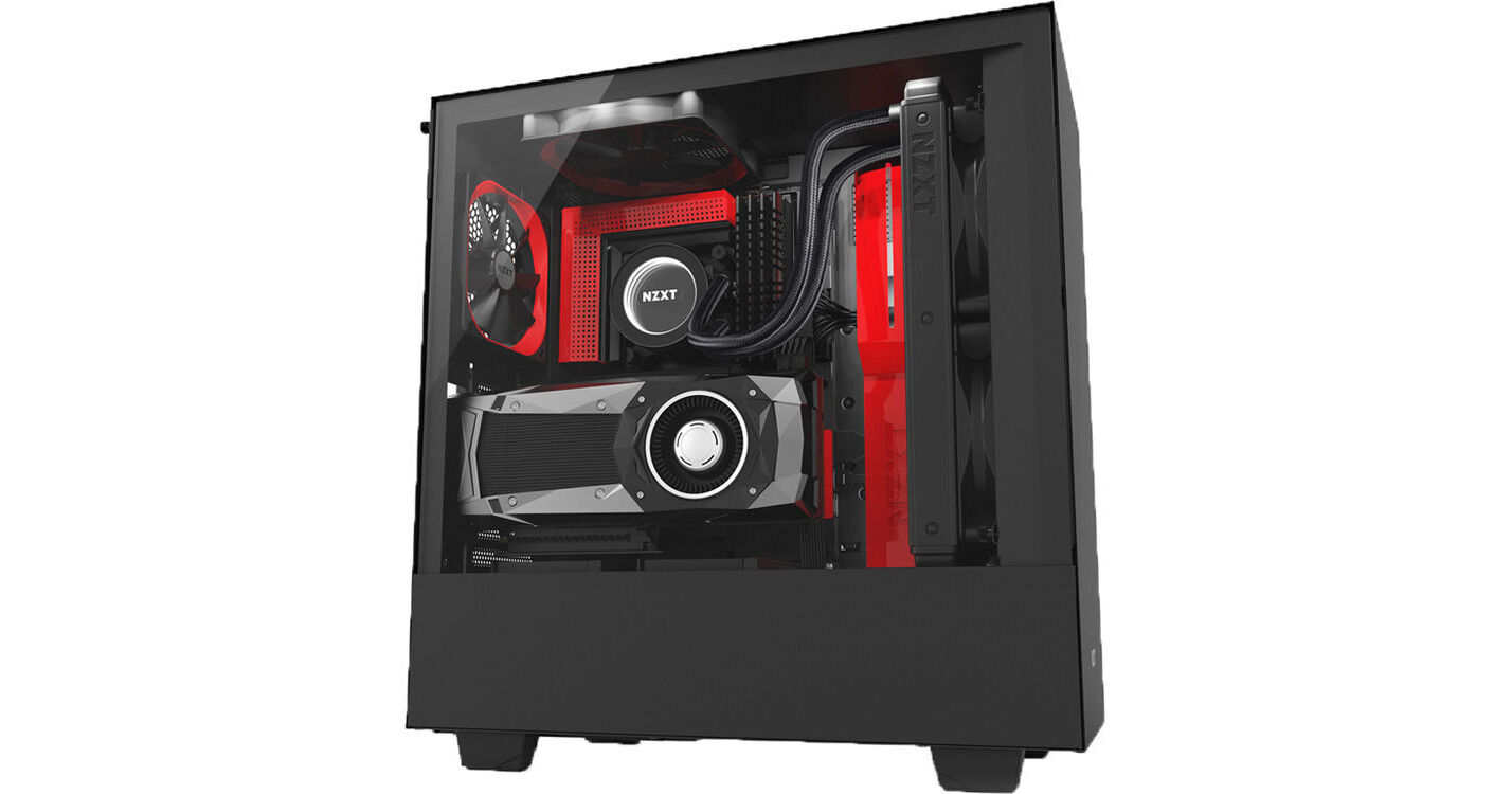 NZXT H500i Mid-Tower Case (Black/Red) CA-H500W-BR B&H Photo Video
