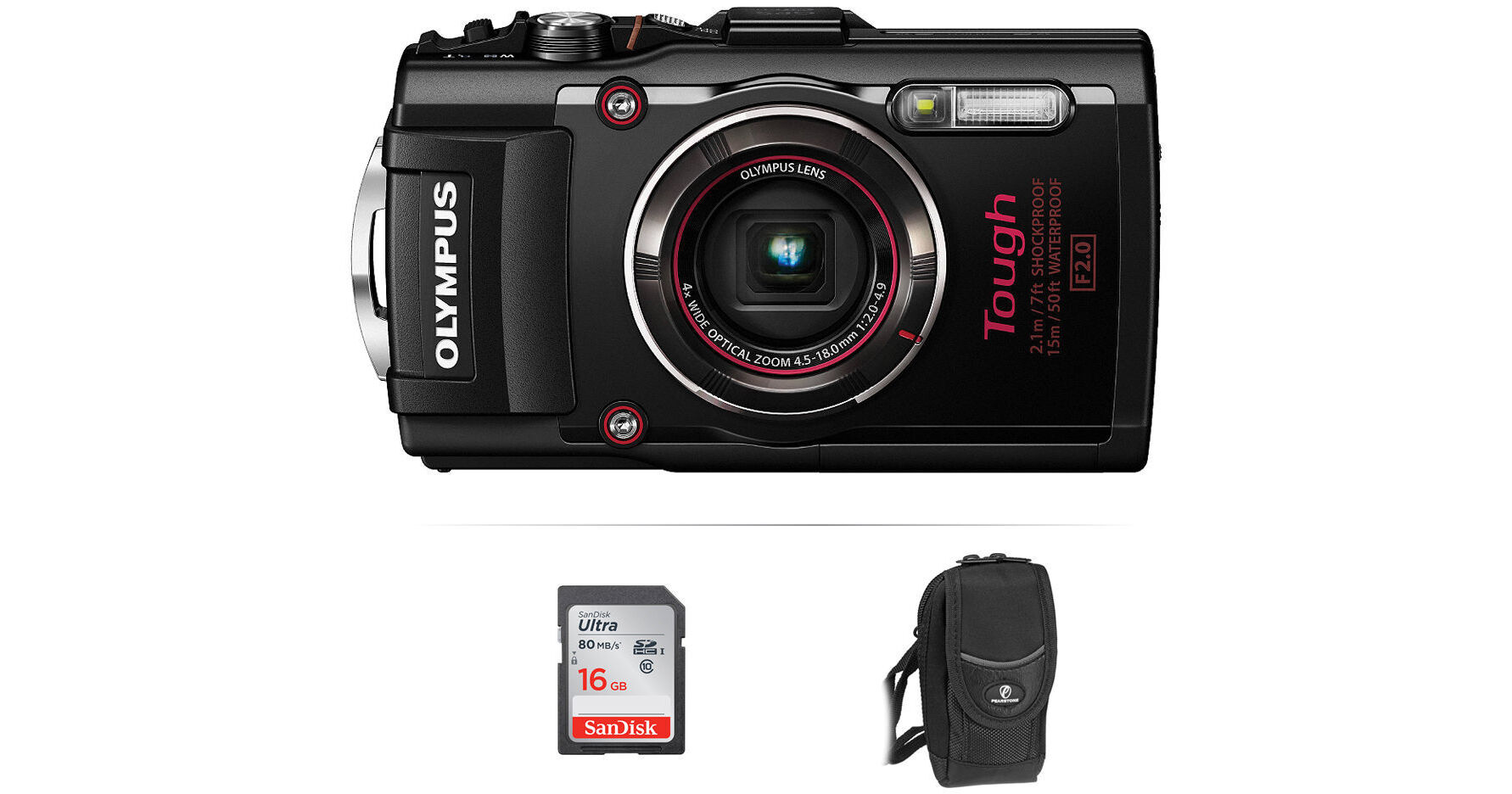 Olympus Stylus TOUGH TG-4 Digital Camera Basic Kit (Black) B&H