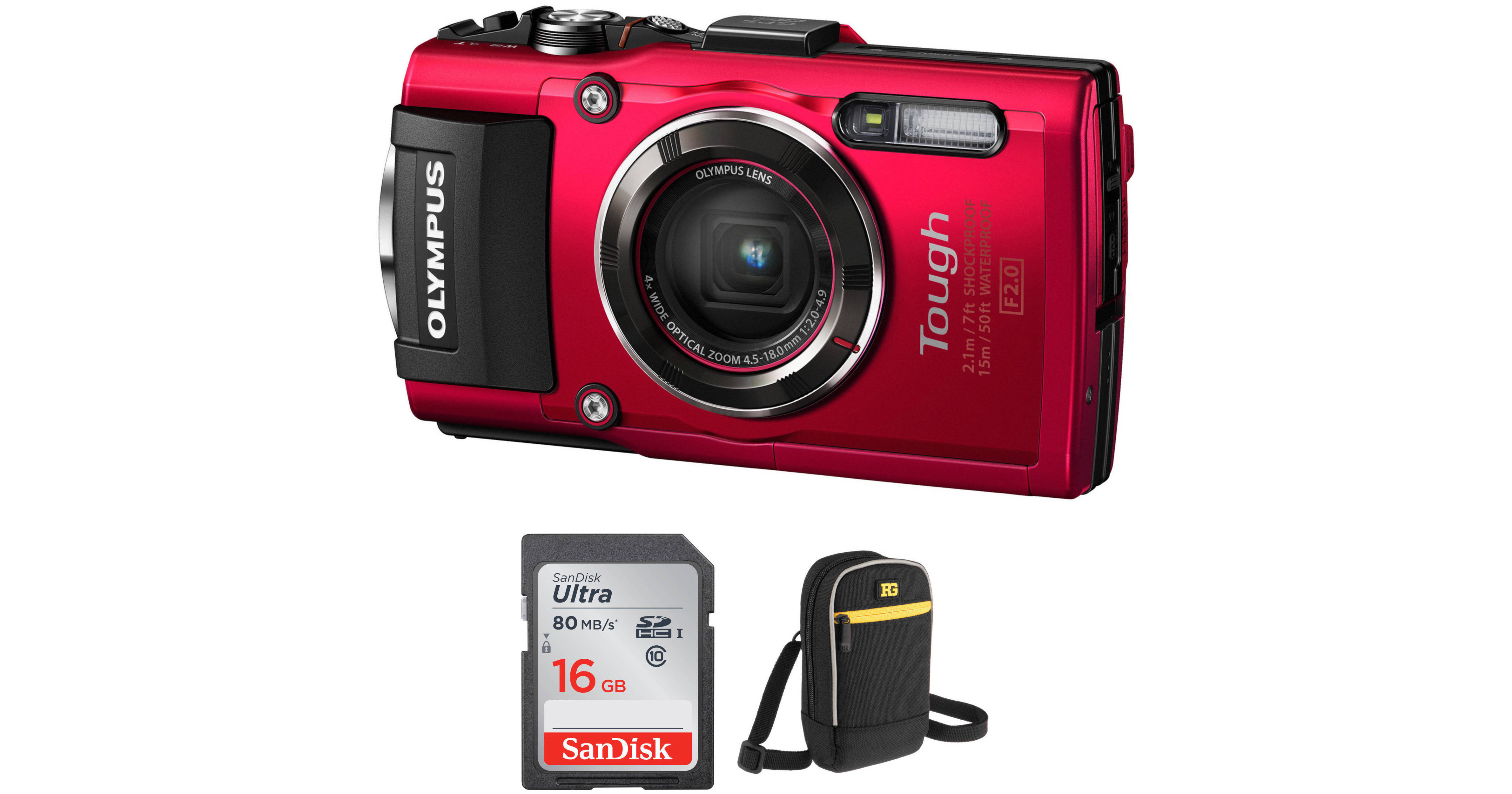 Olympus Stylus TOUGH TG-4 Digital Camera Basic Kit (Red) B&H