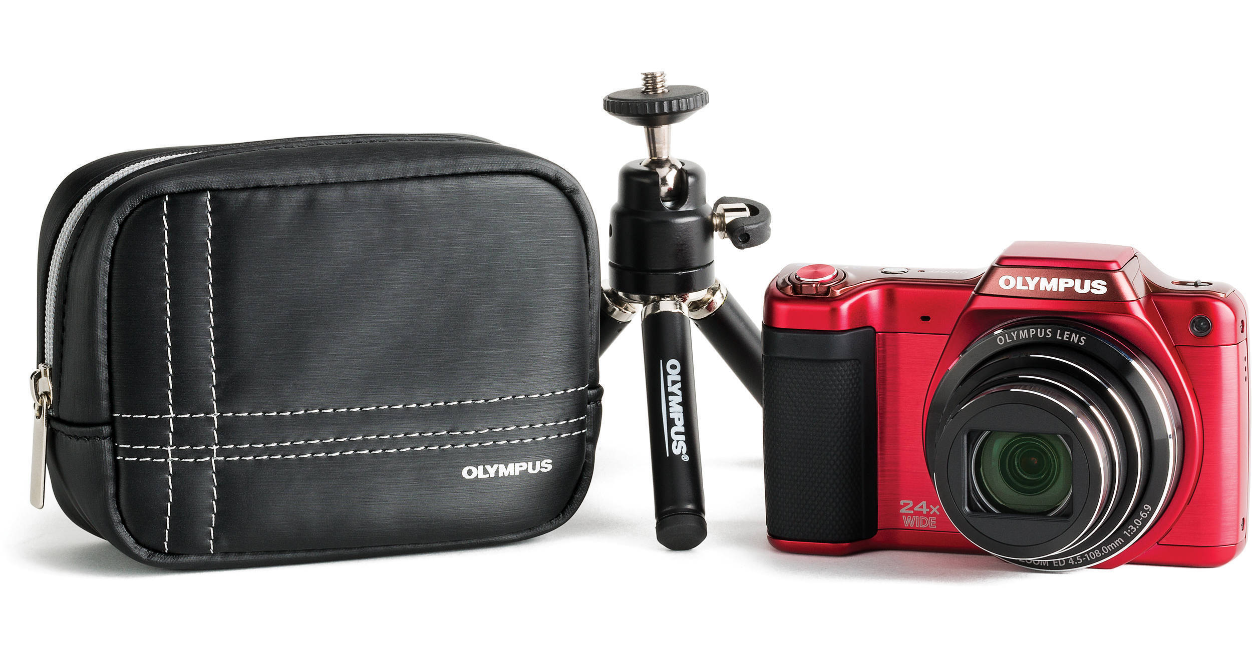 Olympus SZ-15 Digital Camera Bundle (Red) V102110RU010 B&H Photo