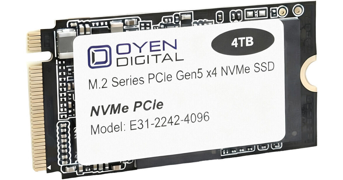 Oyen Digital 4TB NVMe PCIe 5.0 M.2 Internal SSD E31-2242-4096